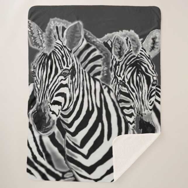 Couple Zebra Sherpa Blanket Sherpadecke (Vorderseite)