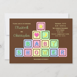Couples Baby shower de lit Invitation Blocs bébé