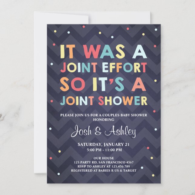 Couples Baby shower invitation Coed Douche Joint (Devant)