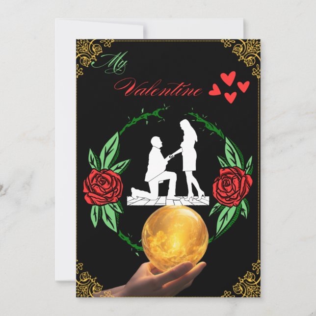 Couple's black valentine's day card feiertagskarte (Vorderseite)