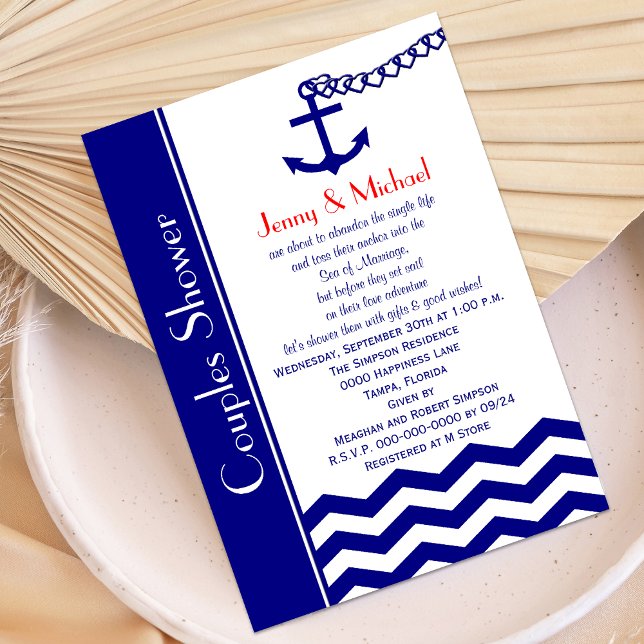 Couples Coed Wedding shower Invitations Marine Blu (Créateur téléchargé)