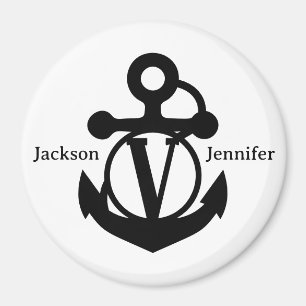 Couple's Custom V Initial Anchor Cruise Door Magnet