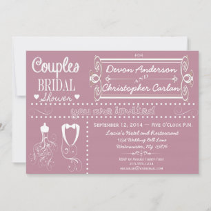 Couples de Chalkboard Invitation à la douche viole