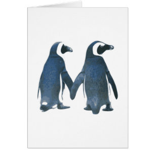 Couples de pingouin tenant des mains
