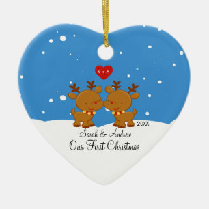 Couples de renne notre premier ornement de Noël
