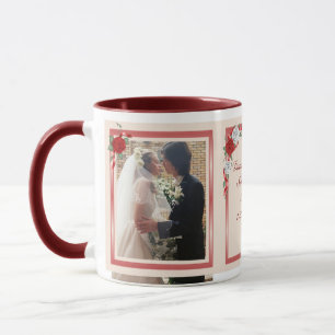 Couples de roses rouges et blanches Ringer Mug