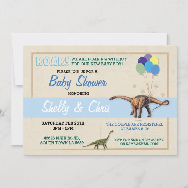 Couples Dinosaur Baby shower C'est un Invitation b (Devant)