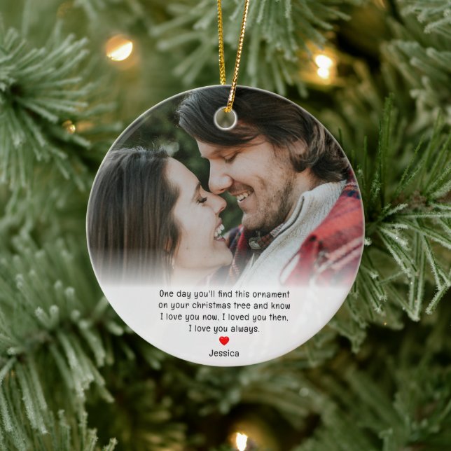 Couples First Christmas Girlfriend Anniversary Keramik Ornament (Baum)