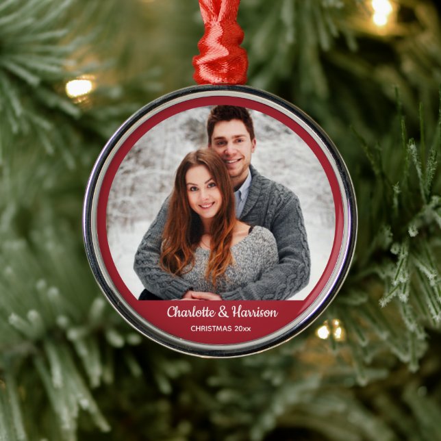 Couple's Foto Weihnachten Ornament Aus Metall (Baum)