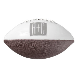 Couples Initails or Other Text   White & Grey Football