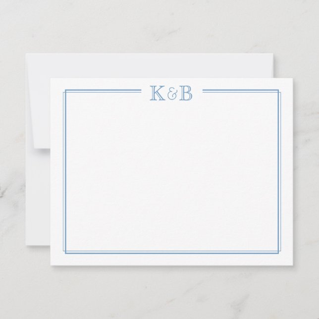 Couple's Initials Newlyweds Monogram Stationery Mitteilungskarte (Vorderseite)