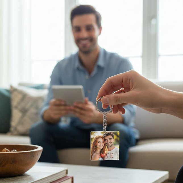 Couple's Love Heart Photo Keychain Schlüsselanhänger (Von Creator hochgeladen)