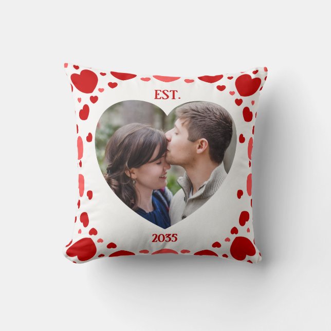 Couples Love Keepsake Heart Photo Throw Pillow Kissen (Vorderseite)
