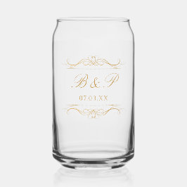 Couple's Monogram Custom Modern Elegant Gold Swirl Dosenglas
