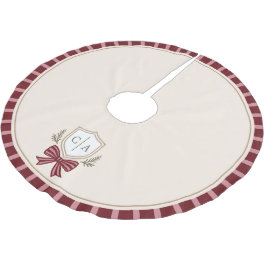 Couple's Monogram Wappen Bow Weihnachtsbaumrock Polyester Weihnachtsbaumdecke