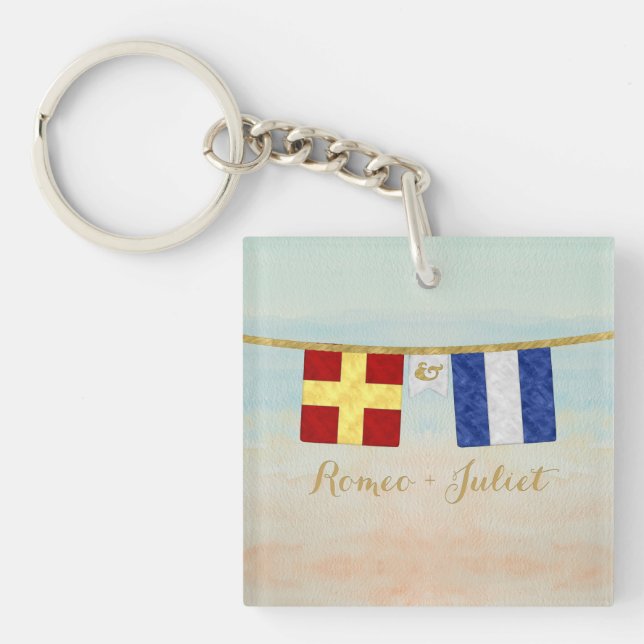 Couples Monogramme Signal Maritime Drapeaux Aquare (Devant)