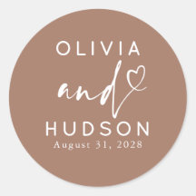 Couple's Names and Heart Modern Brown Wedding