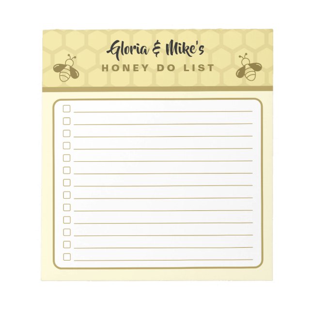 Couples Names Mini Honey Do List Notepad Notizblock (Vorderseite)