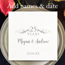 Couple's Names Modern 25th Wedding Anniversary