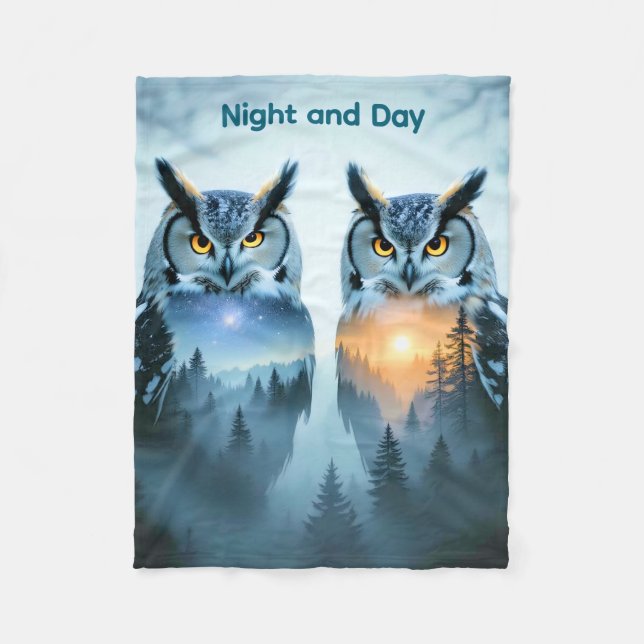 Couple's Owl Night and Day Blanket Fleecedecke (Vorderseite)