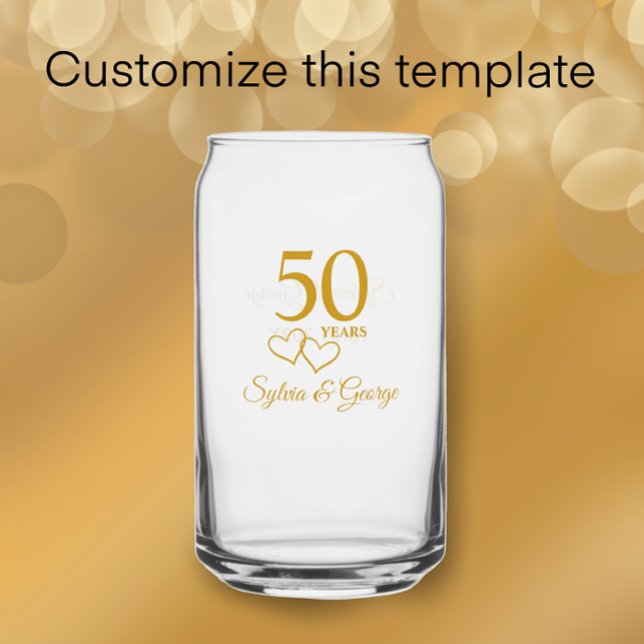 Couples personnalisés Nom Keepsaké Cadeau du 50e a (Add couple’s names for personalized keepsake glass can gift. Golden 50th anniversary.
)