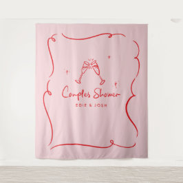 Couples shower modern natural elegant handwritten wandteppich
