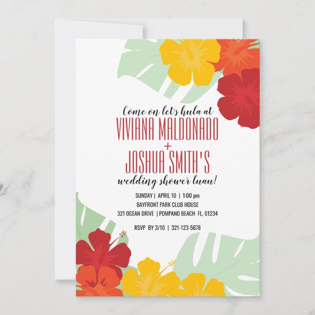 couples tropicaux WEDDING SHOWER luau invitation 2 (Devant)
