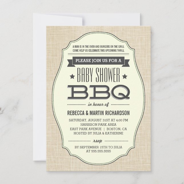 Couples vintages BBQ Baby Douche Invitations (Devant)