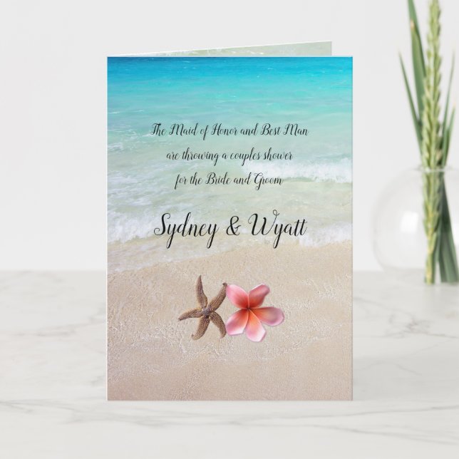 Couples Wedding shower Beach Folk Invitation (Devant)
