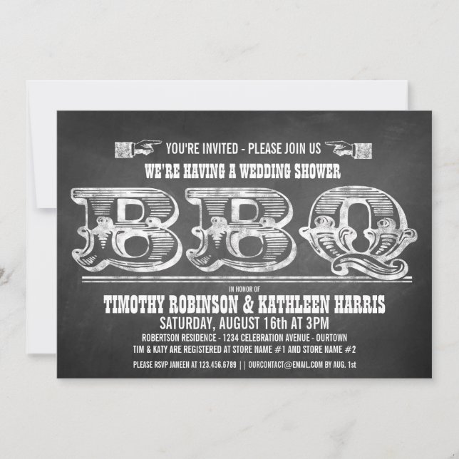 Couples Wedding showers Barbeque Invitations (Devant)