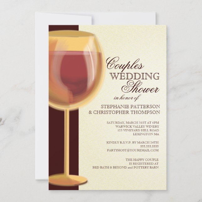 Couples Wedding showers Invitation À Thème Du Vin  (Devant)