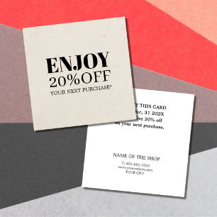 Coupon blanc noir naturel minimaliste