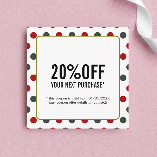 Coupon de salon de beauté cool vert rouge pointill (Créateur téléchargé)