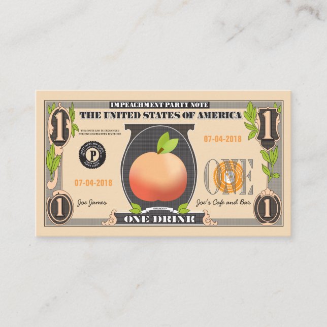 Coupon promotionnel du parti de la destitution de  (Devant)