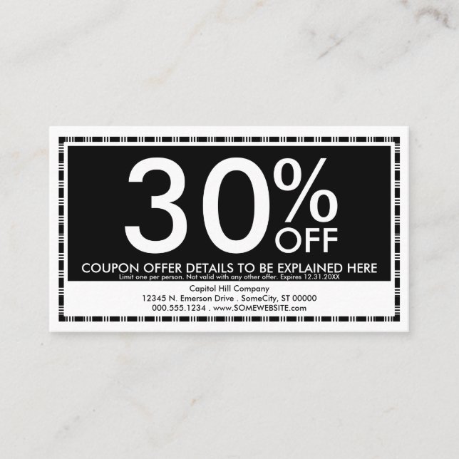 Coupon. Rabattkarte (Vorderseite)