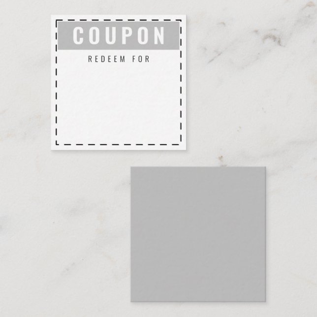 Coupons für den Alltag | Blank Light Gray Mitteilungskarte (Vorne/Hinten)