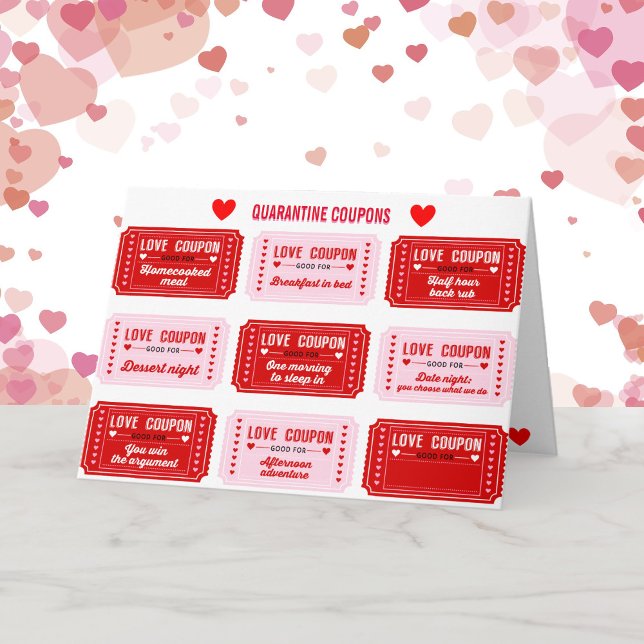 Coupons Glücklichen Valentinstag Spielerisch Rosa  Karte (Von Creator hochgeladen)