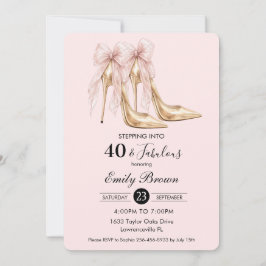 Couquette Blush Bow Fashion High Heel 40. Geburtst Einladung