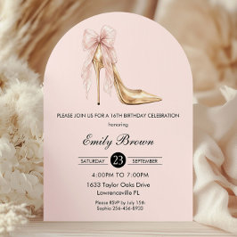 Couquette Blush Ribbon Bow Fashion Heel Birthday Einladung