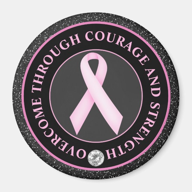 Courage and Strength – Pink Ribbon Awareness Magnet (Vorne)