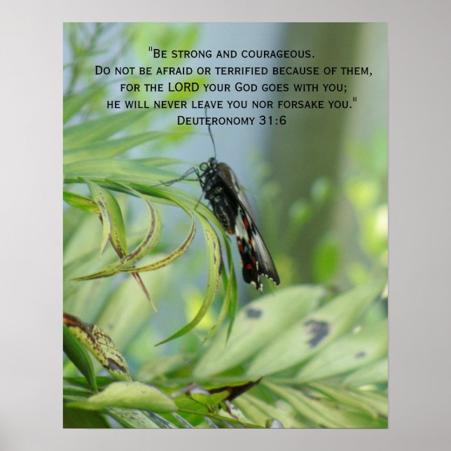 Courage Bible Verse Inspiration Papillon poster (Devant)