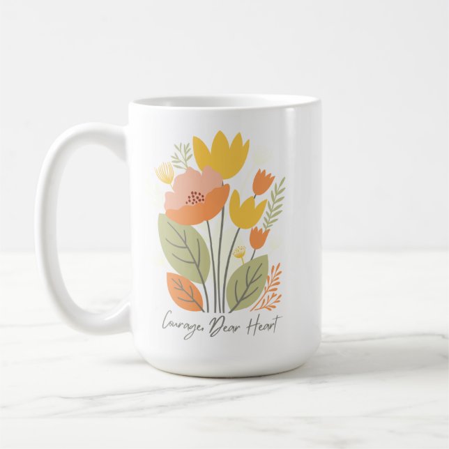 Courage Cher Coeur Mug Floral (Gauche)