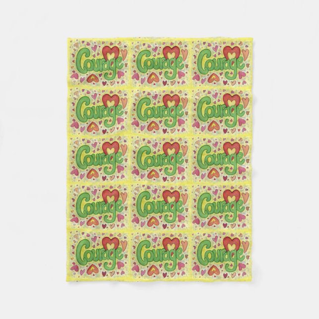 Courage Coeur Word Art Soft Fleece couvertures (Devant)