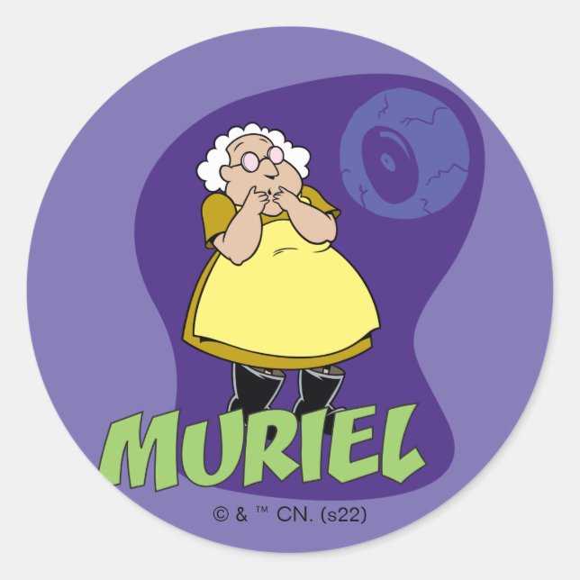 Courage des feigen Hundes | Muriel Graphic Runder Aufkleber (Vorderseite)