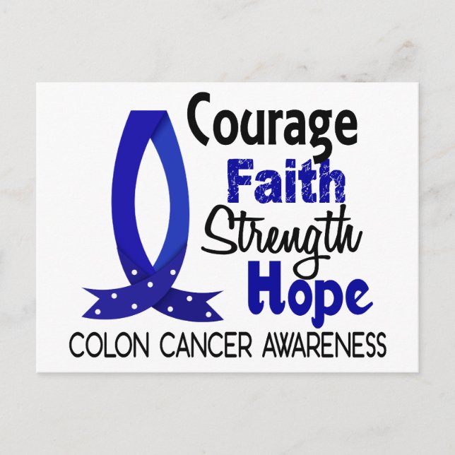 Courage Faith Strength Hope Colon Cancer Postkarte (Vorderseite)
