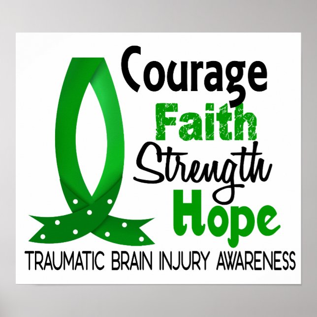 Courage Faith Strength Hope Traumatic Brain Injury Poster (Vorne)