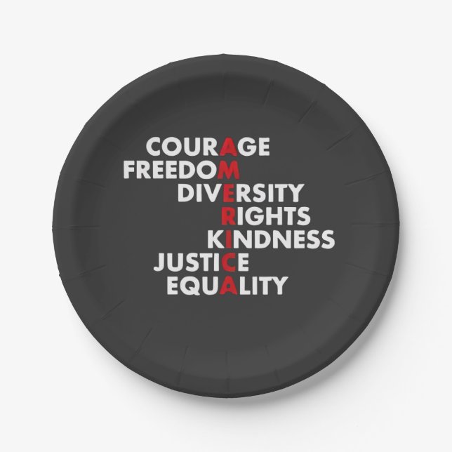 Courage Freedom Diversity Rights Kindness Pappteller (Vorderseite)