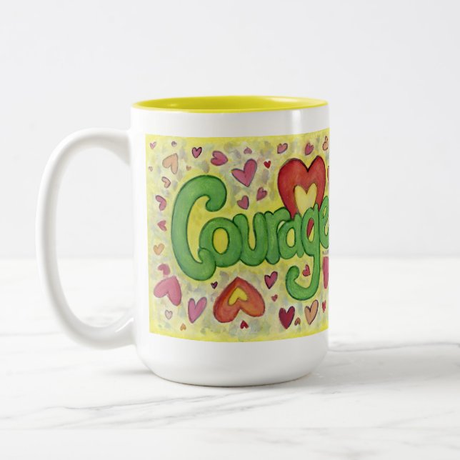 Courage Heart Word Art Custom Coffee Tasse (Links)