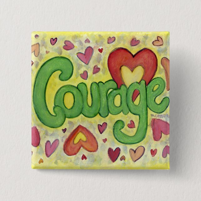 Courage Heart Word Art Lapel Button Buttone (Vorderseite)