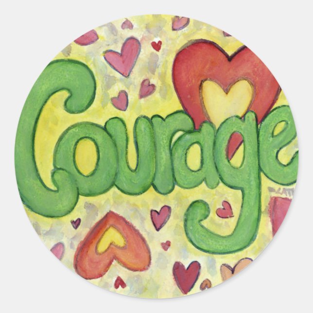 Courage Heart Word Art Motivierend Sticker Decal (Vorderseite)
